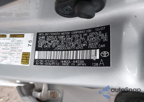 2008 Toyota Prius z USA, uszkodzony, nr VIN JTDKB20U987714293